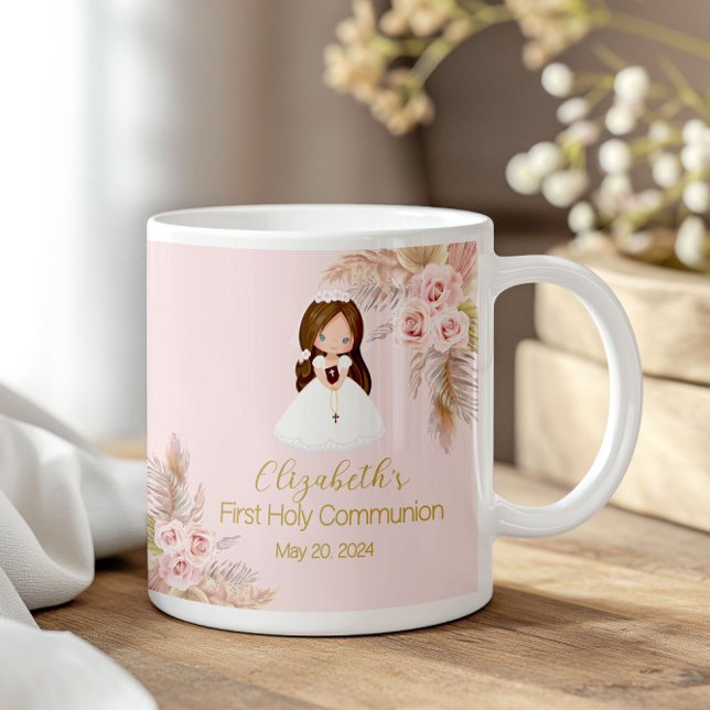 Elegant Girl First Holy Communion - Floral Pink Coffee Mug (Creator Uploaded)