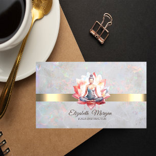 Elegant Girl Lotus Opal Yoga Instructor Business Card