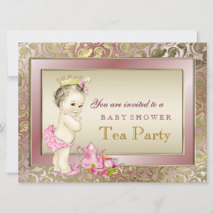 Elegant Girl Tea Party Baby Shower Invitation