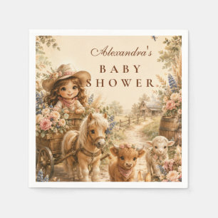 Elegant Girl Western Boho Baby Shower Napkin