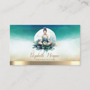 Elegant Girl Yoga Instructor Blue Lotus Business Card
