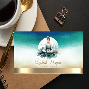 Elegant Girl Yoga Instructor Blue Lotus Business Card