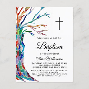  Elegant Girl's Baptism Christening Invitation  Postcard