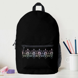 Elegant Girls Diamond Sparkle Black School Printed Backpack