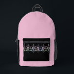 Elegant Girls Pink Diamond Sparkle School Printed Backpack<br><div class="desc">This personalised chic office or school backpack has a girly gemstone diamond border on the front pouch with a pink background. Customise the backpack with your name on the side pocket. Great for back to School! Also makes a fun gift for birthdays or for Christmas. Designed for you by Blackberry...</div>