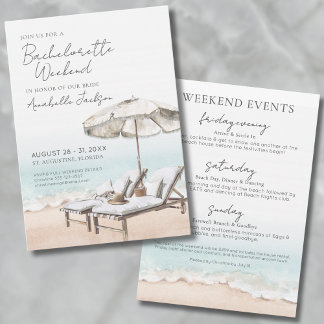 Elegant Girls Weekend Beach Bachelorette Party Invitation