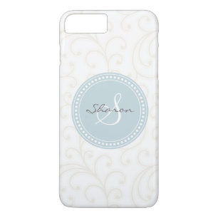 Elegant girly beige white floral pattern monogram Case-Mate iPhone case