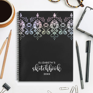 Elegant Girly Black White Artist Sketchbook Notebook