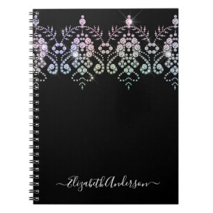 Elegant Girly Black White Monogram Name Notebook