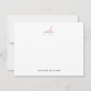 Elegant Girly Blush Pink Script Monogram Card