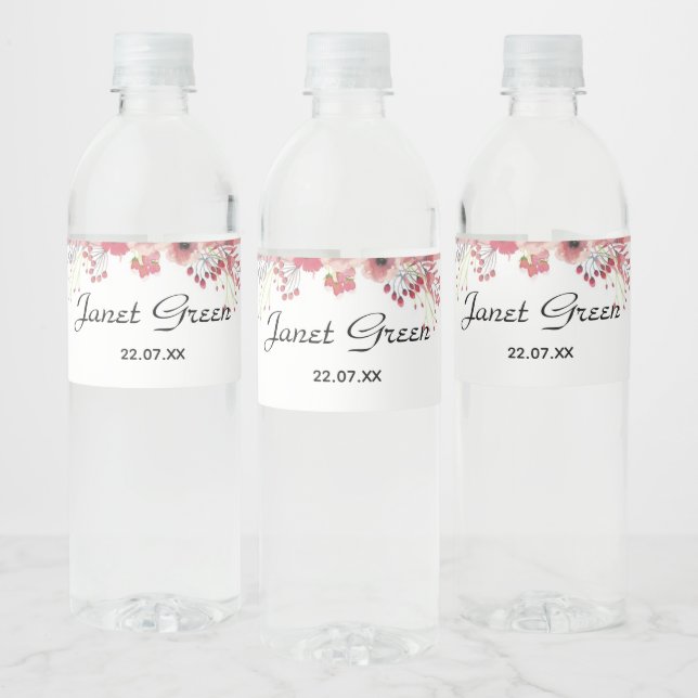 Elegant Girly Bridal Shower Water Bottle Labels (Bottles)