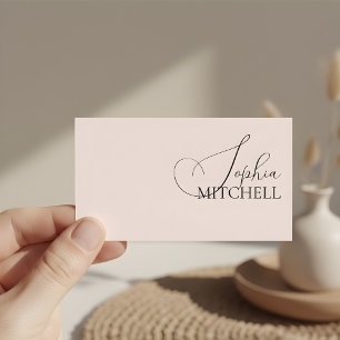 Elegant Girly Calligraphy Minimal Blush Pink Business Card