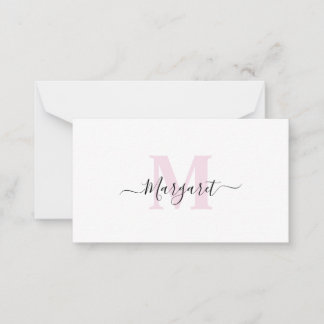 Elegant Girly Chic Blush Pink Monogram  Card