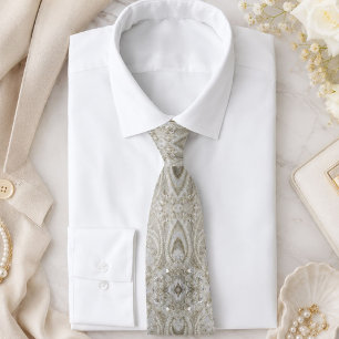 elegant girly chic grey cream beige white  floral tie