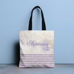 Elegant Girly Chic Marble Sparkle Personalised Tote Bag<br><div class="desc">This chic design features an elegant sparkling marble with lavender and white stripe at the base. Personalised with your name by editing the text in the text box provided
#fashion #fashionable #fashion #fashionable #stylish #totes #totebags #bags #gifts #gift #giftsforher #personalised #personalizedgifts #accessories</div>