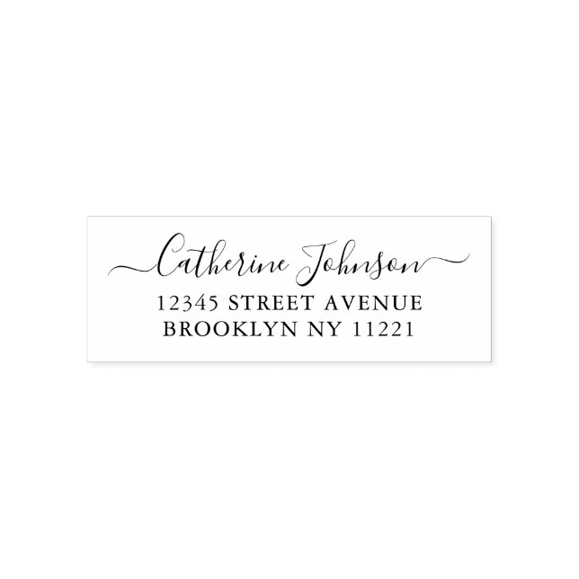 Elegant Girly Chic Script Calligraphy Name Address Self-inking Stamp (Design)