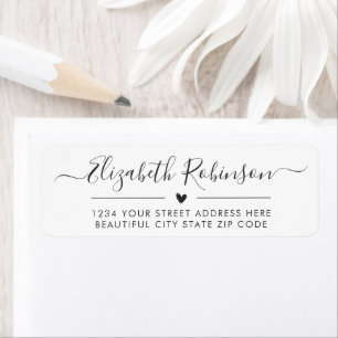 Elegant Girly Chic Script Heart Address Label