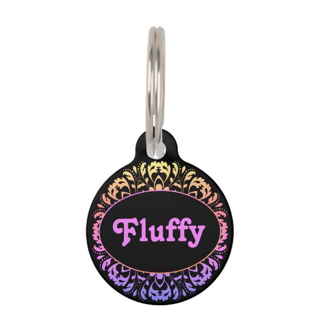 Elegant girly colourful pet tag (Front)