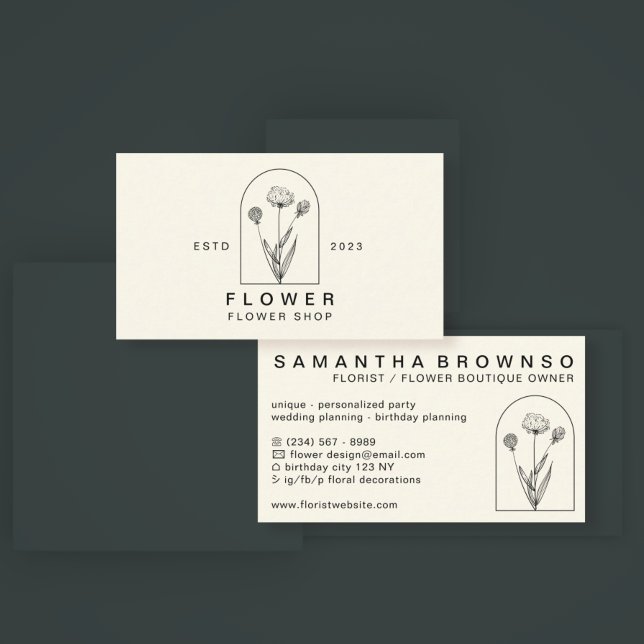 Elegant Girly Dandelion Flower Florist Floral Business Card (Creator Uploaded)