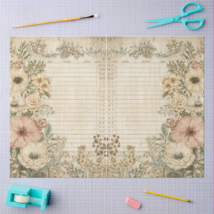 Elegant Girly Ephemera Cottagecore Floral Collage Tissue Paper