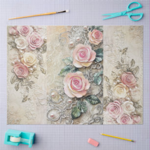 Elegant Girly Ephemera Cottagecore Floral Collage Tissue Paper