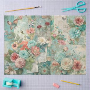 Elegant Girly Ephemera Cottagecore Floral Collage Tissue Paper
