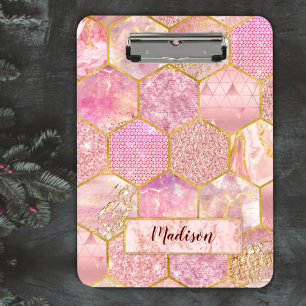 Elegant girly faux Glitter rose gold geometric Clipboard