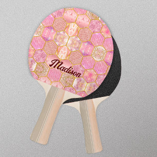 Elegant girly faux Glitter rose gold geometric Ping Pong Paddle