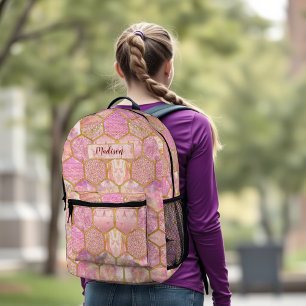 Elegant girly faux Glitter rose gold geometric Printed Backpack