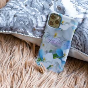 Elegant Girly Floral Blue Custom Personalised  Case-Mate iPhone Case