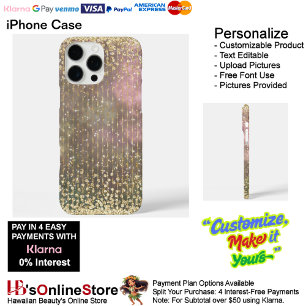 Elegant Girly Gold Beaded Glitter iPhone 16 Pro Max Case