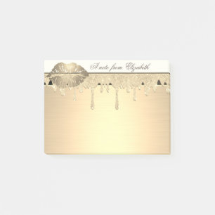 Elegant Girly ,Gold Glitter Drips, Lips  Post-it Notes