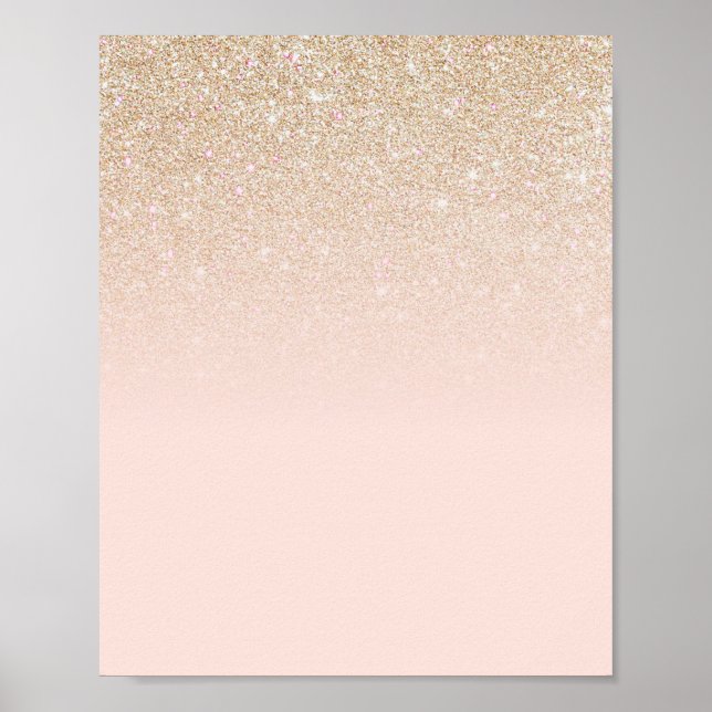 Elegant Girly Gold Rose Pink Glitter Ombre Poster (Front)