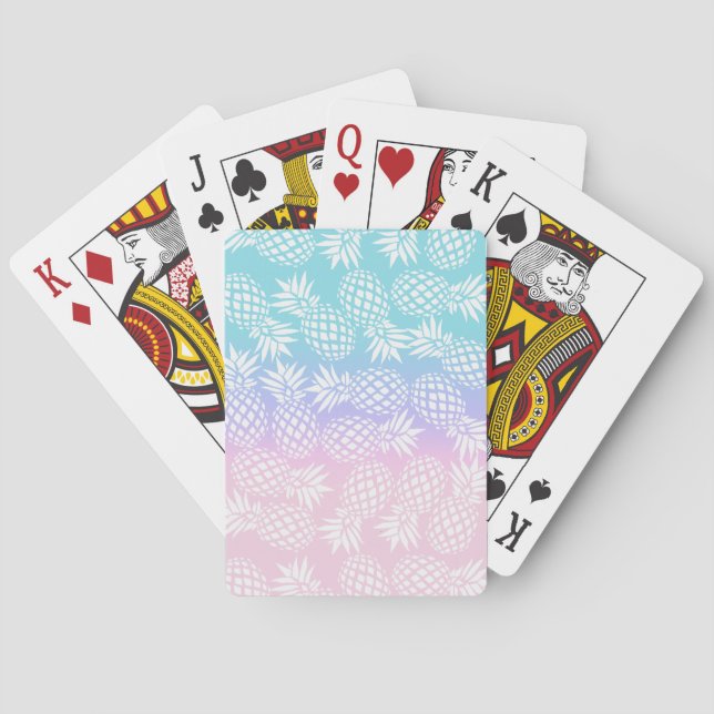 Elegant Girly Gradient Pineapple Pattern Colourful Playing Cards (Back)