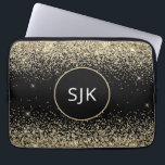Elegant Girly Modern Gold Black Glitter Monogram Laptop Sleeve<br><div class="desc">Gold and Black Faux Glitter and Sparkle Elegant Monogrammed Initials Case. This case can be customised to include your initial and first name.</div>