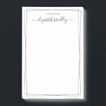 Elegant Girly Monogram Signature Black White Post-it Notes<br><div class="desc">Modern, Girly, Chic Elegant Signature Script Black and White Name Notes. It featuring a swirly hand lettered monogram/full name swash tail font script template and simple double (2) thin line border (frame). Easy to customise add your name. Perfect for girlfriend, mother, entrepreneur, business professional, office and teachers for any occasion....</div>