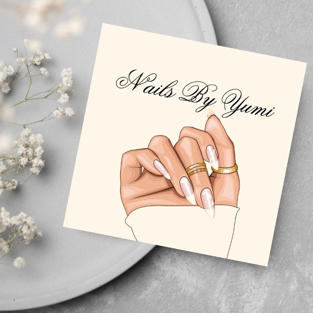 Elegant Girly Nail Salon Nail Technician Manicure Square Business Card (Creator Uploaded)