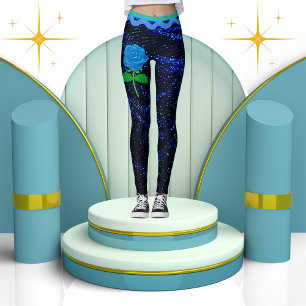 Elegant Girly Navy Blue Sparkle Glitters Abstract  Leggings