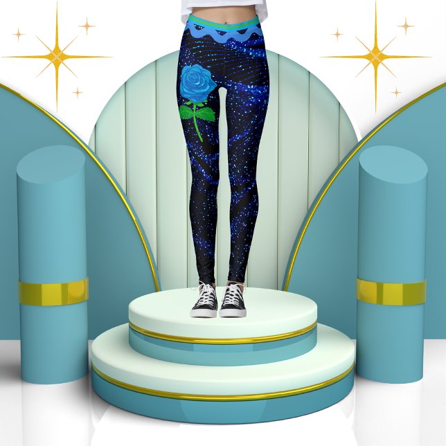 Elegant Girly Navy Blue Sparkle Glitters Abstract  Leggings (Creator Uploaded)