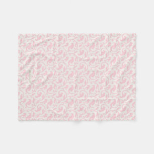 Elegant girly pastel pink floral pattern fleece blanket