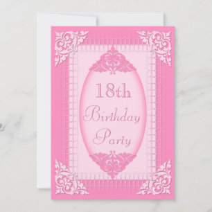 Elegant, Girly Pink 18th Birthday Invitation