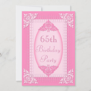 Elegant, Girly Pink 65th Birthday Invitation