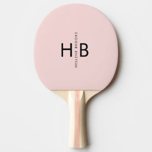 Elegant Girly Pink & Black Initial Monogram Ping Pong Paddle