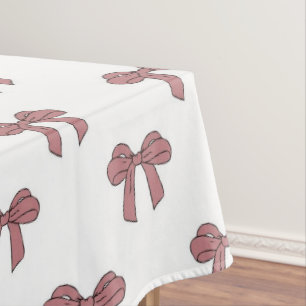 Elegant Girly Pink Bow Pattern Spring Summer Chic Tablecloth