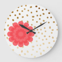 elegant girly pink flower gold polka dots pattern