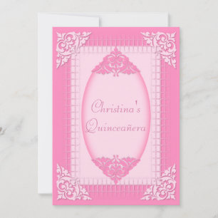 Elegant, Girly Pink Quinceañera Invitation