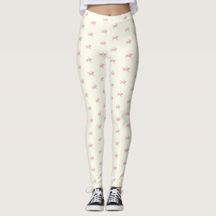 Elegant Girly Pink White Horseback Riding Leggings