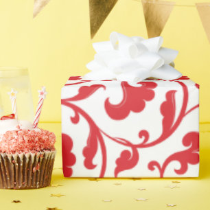 Elegant girly red floral pattern monogram wrapping paper
