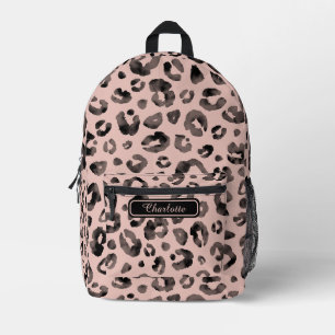 Elegant Girly Rose Gold Black Leopard Print Cool  Printed Backpack