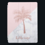 Elegant girly rose gold glitter palm white marble iPad pro cover<br><div class="desc">Trendy and stylish faux rose gold glitter palm,  pastel pink & white marble colour block.</div>